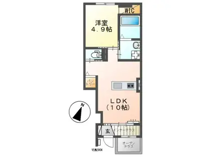 豊橋鉄道渥美線 神戸駅(愛知) 徒歩3分 2階建 築5年(1LDK/1階)の間取り写真