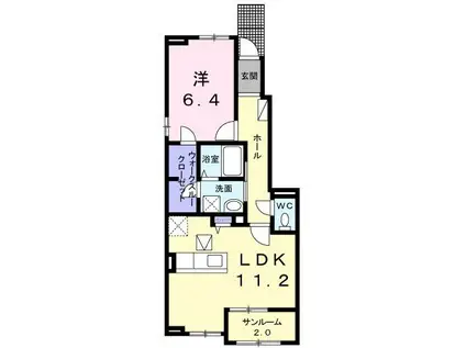スフィア メゾン上町(1LDK/1階)の間取り写真