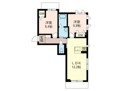 ブロードレジデンス(2LDK/1階)の間取り写真