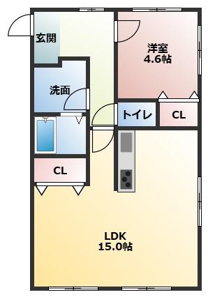 エクシブIII(1LDK/3階)の間取り写真