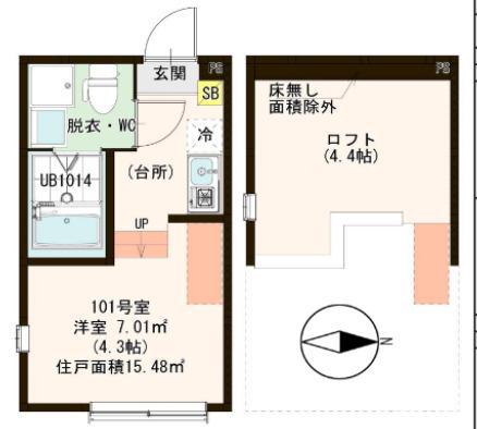 クレスト小岩(ワンルーム/1階)の間取り写真