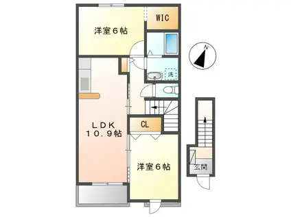カーサ・ベル(2LDK/2階)の間取り写真