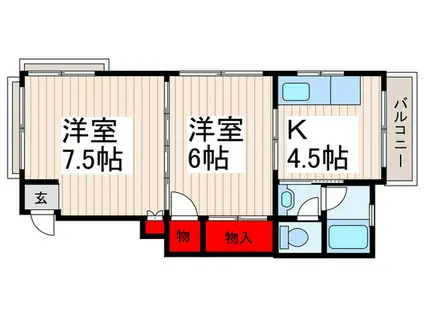 メゾン入谷(2K/1階)の間取り写真