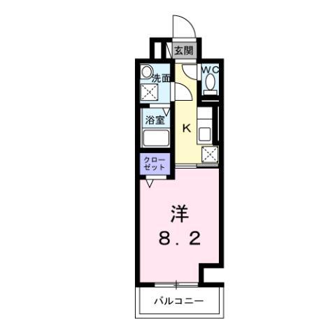 ウィングコート天王寺(1K/7階)の間取り写真