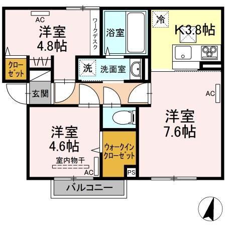 エステレラ23(3K/1階)の間取り写真