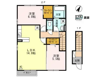 ウィット桜町(2LDK/2階)の間取り写真