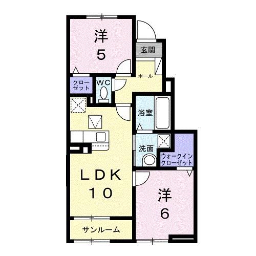 メゾンドラーゴ(2LDK/1階)の間取り写真
