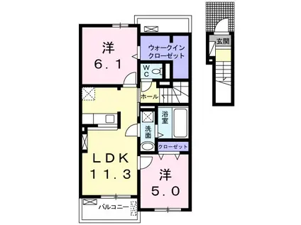 クロスロード・シン(2LDK/2階)の間取り写真