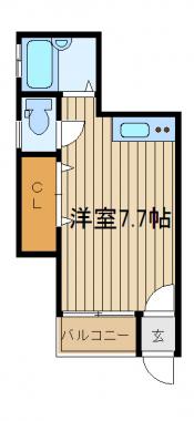 エーフィールド(ワンルーム/1階)の間取り写真