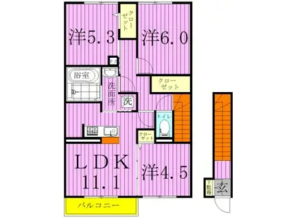 フォレヴィラージュ(3LDK/2階)の間取り写真