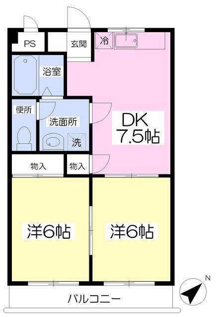 クオリティI(2DK/2階)の間取り写真