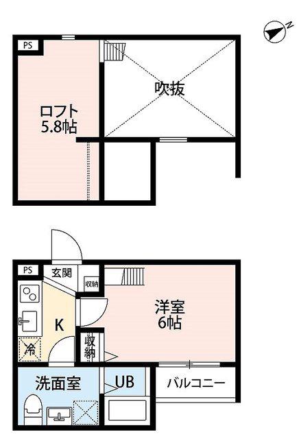 CASA FIORE(1K/2階)の間取り写真