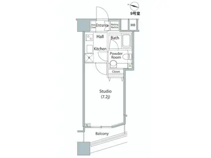 ファーストリアルタワー新宿(1K/16階)の間取り写真