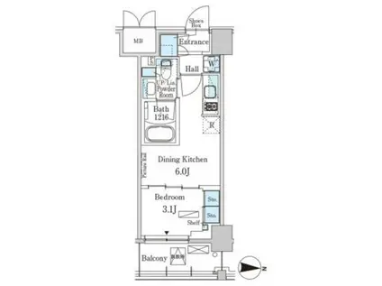 パークアクシス本所吾妻橋サウスレジデンス(1DK/4階)の間取り写真