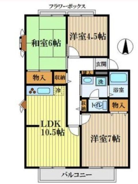 サンビレッジ鷹の台F(3LDK/1階)の間取り写真