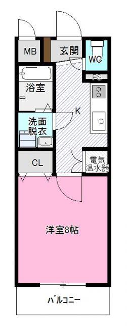 アラニII(1K/1階)の間取り写真