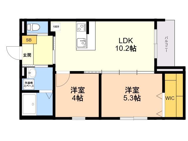 ROBOT HOME箱崎宮前(2LDK/1階)の間取り写真