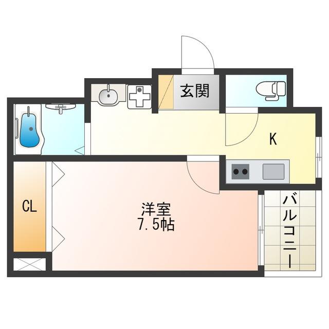 ロイヤルコート(1K/4階)の間取り写真