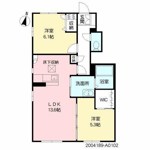 シャンティ  A棟(2LDK/1階)の間取り写真