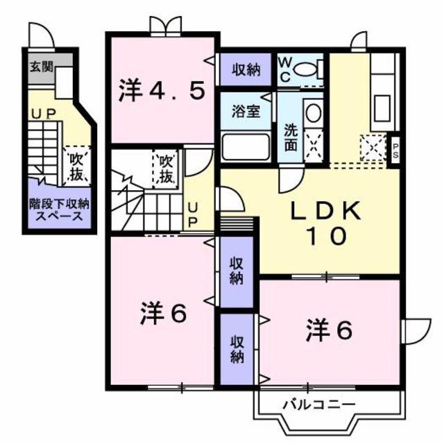 エステート黄金B(3LDK/2階)の間取り写真