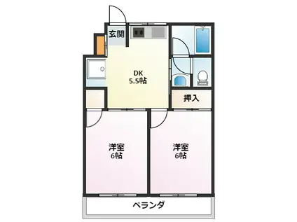 シルクレジデンス(2DK/3階)の間取り写真