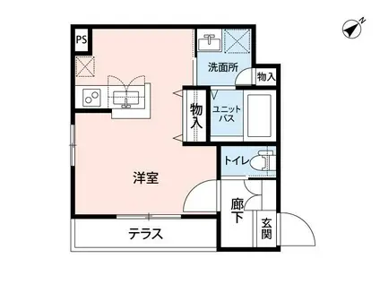 ラーべ相武台(ワンルーム/1階)の間取り写真
