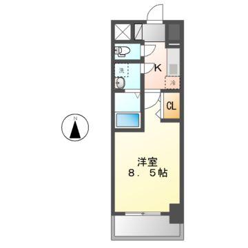 S-RESIDENCE浄心II(1K/9階)の間取り写真
