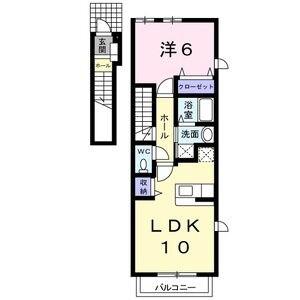 ウィステリア池下(1LDK/2階)の間取り写真
