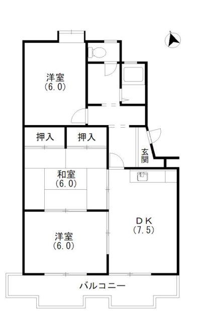 エクシード中沢(3DK/2階)の間取り写真