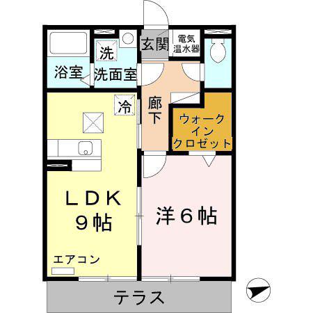 ラフレシール A棟(1LDK/1階)の間取り写真