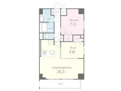 第一辻ビル(2LDK/6階)の間取り写真