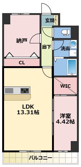 GROOVE豊中レジデンス(1SLDK/4階)の間取り写真