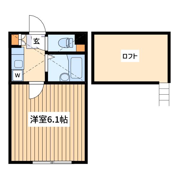 プアメリア(1K/2階)の間取り写真