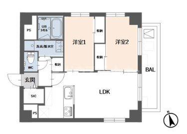 SIDEPLACE JUJO(2LDK/6階)の間取り写真