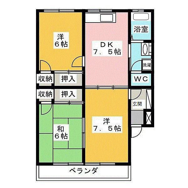 ウィングコート叶(3DK/1階)の間取り写真