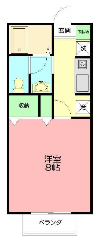 アムール(1K/2階)の間取り写真