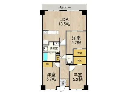PHOENIX COURT 交野II(3LDK/2階)の間取り写真