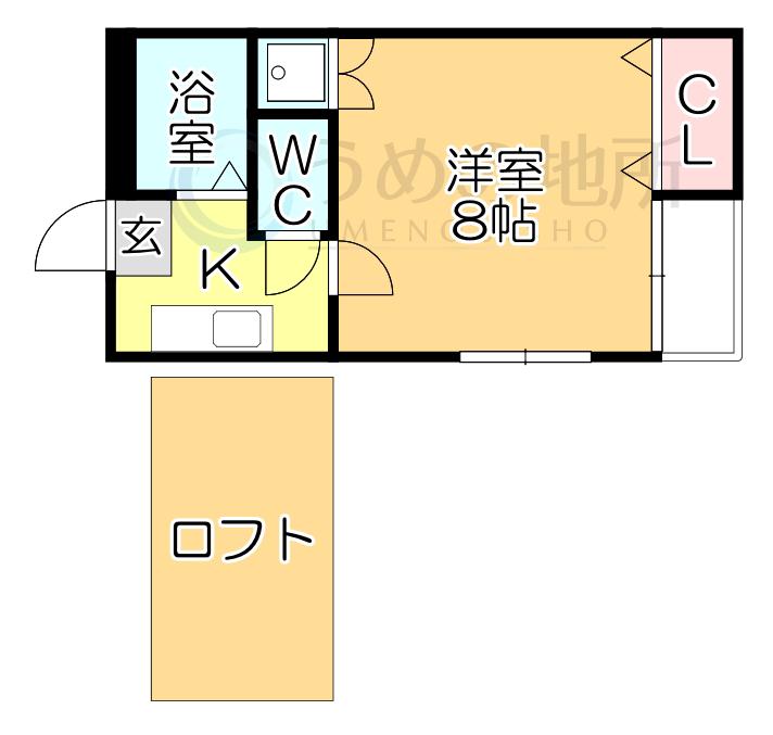 プラムハウス上津(1K/2階)の間取り写真