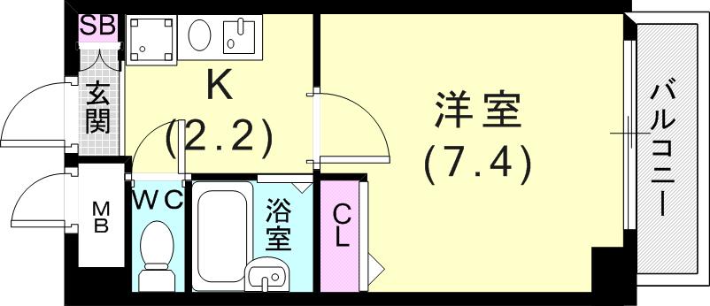 ファインコート北町(1K/3階)の間取り写真