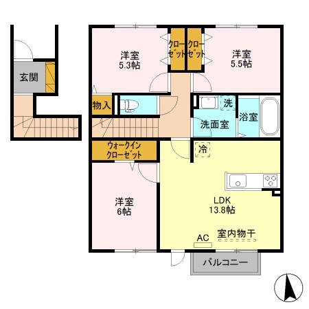 キャトルフィーユ(3LDK/2階)の間取り写真