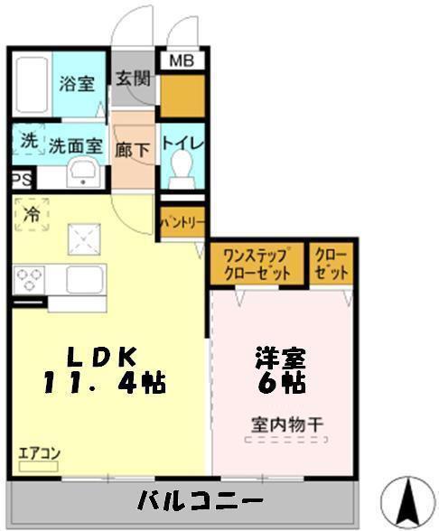 メリーコート(1LDK/2階)の間取り写真