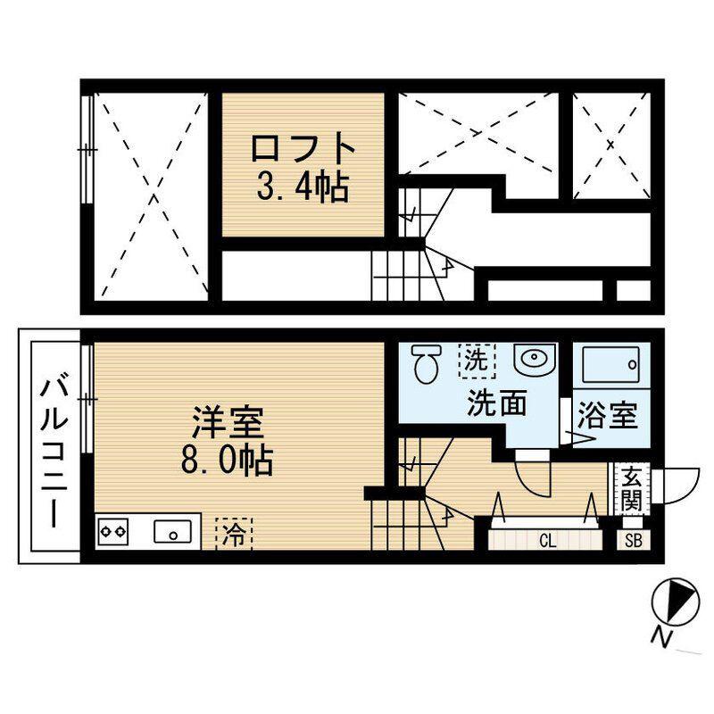 BRILLIA(ワンルーム/1階)の間取り写真