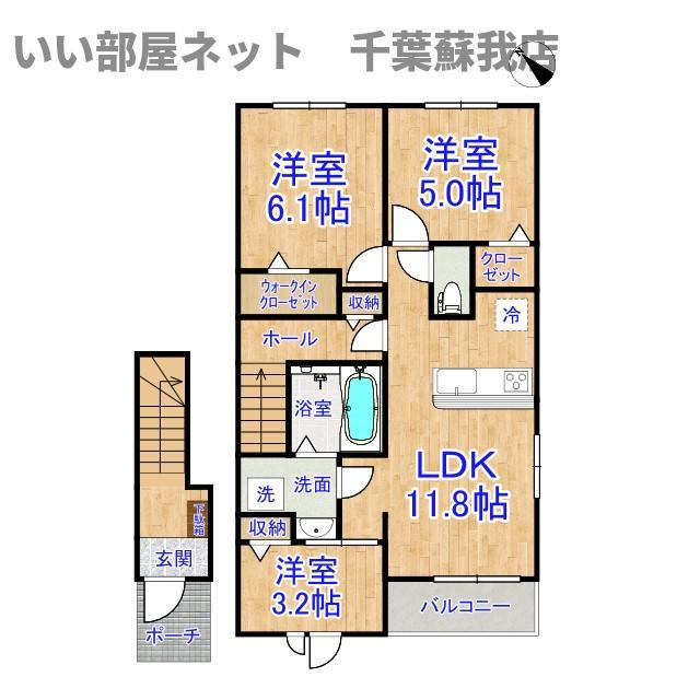 カームA(3LDK/2階)の間取り写真