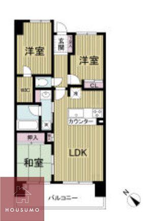 レジディア都島II(3LDK/9階)の間取り写真