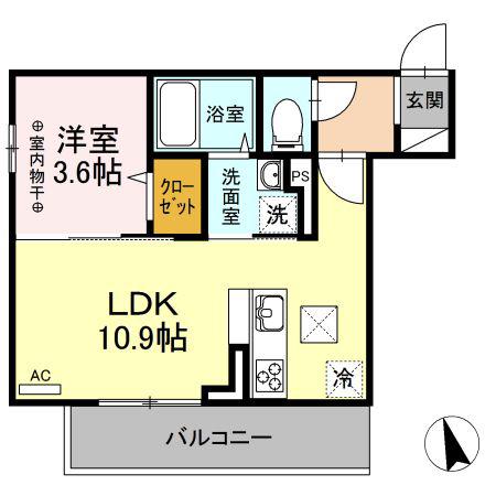 ボヌールH(1LDK/1階)の間取り写真