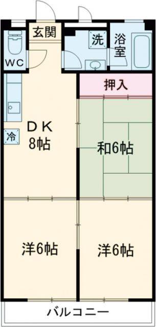 ソフト第1河辺マンション(3DK/4階)の間取り写真