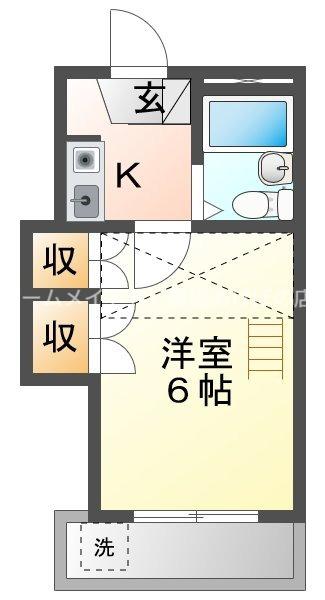フラッツ ハナII(1K/2階)の間取り写真