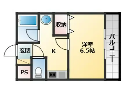 プロムナードみささぎ(1K/2階)の間取り写真
