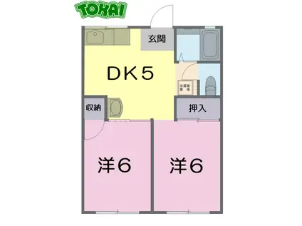 ラビデンスSAWA(2DK/1階)の間取り写真
