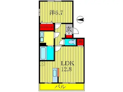 エシカルコート(1LDK/2階)の間取り写真